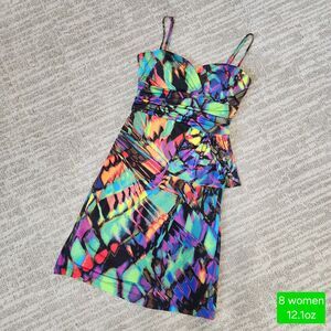 BISOU BISOU women's empire waist bodycon mini multi-colored dress size 8